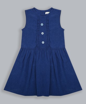 SHOPPERTREE Baby Girls Midi/Knee Length Casual Dress(Blue, Sleeveless)