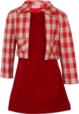 Cutecumber Girls Midi/Knee Length Casual Dress(Red, Full Sleeve)