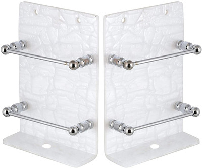 Advait Incorporation Stylish Acrylic Wall Mount Mobile Stand 2 PCS Set (Size - 4X6 Inch) (Marble White Colour) 4MM SS Road Mobile Wall Stand for Charging Mobile Holder