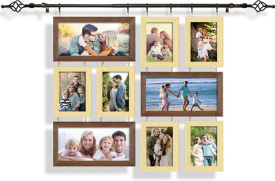 Art Street Wood Wall Photo Frame(Multicolor, 9 Photo(s), 4x6 , 6x10 Inches)