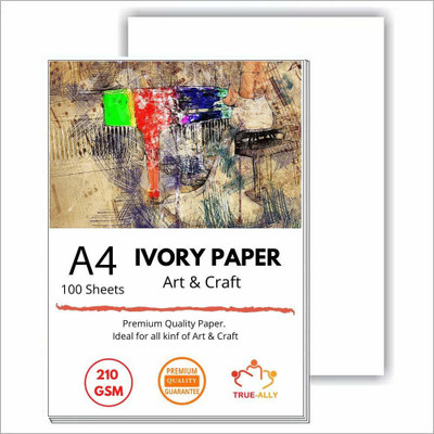 True-Ally A4 Ivory Sheets - 210 GSM, | Sketching and Drawing Paper | Size -11.5 inches x 8.5 inches x 0.1 inch, 100 Sheets Unruled A4 210 gsm A4 paper(Set of 1, White)