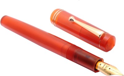 Ledos Click Aristocrat Full Demonstrator Orange 3in1 Ink Filling System Medium Nib Golden Trims Fountain Pen(Blue)