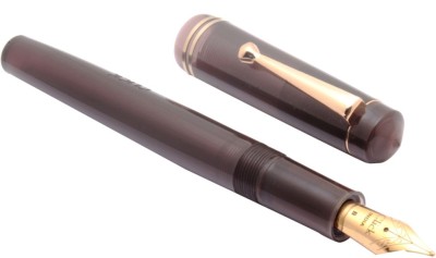 Ledos Click Aristocrat Full Demonstrator Amber 3in1 Ink Filling System Broad Nib Golden Trims Fountain Pen(Blue)