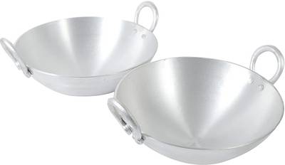 Hand Care Aluminum Kadhai | Kadai with Handle for Kitchen | Cooking/Serving Home,Tableware, Hotel, Restaurant Deep Frying Kadai (Size:2.5 litres and 3 litres) (Material: Aluminium Kadhai (Color: Silver) Combo Pack of 2 pc pcs Piece Dinner Set Cookware Set Kadhai 23 cm, 24 cm diameter 2.5 L, 3 L capacity