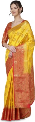 Arriva Fab Woven Banarasi Pure Silk Saree(Yellow)