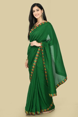 Primesky Embroidered Bollywood Georgette Saree(Dark Green)