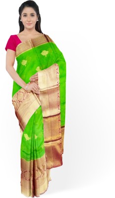 AKAYA KASHI Self Design Kanjivaram Georgette Saree(Green)