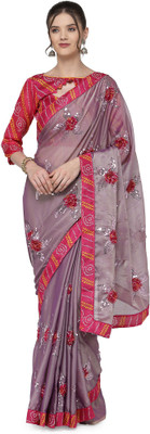 Arriva Fab Embellished Bollywood Chiffon Saree(Grey)