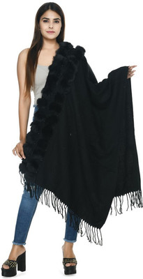 Life and style Wool Solid Women Shawl(Black)