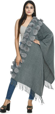 Life and style Wool Solid Women Shawl(Grey)