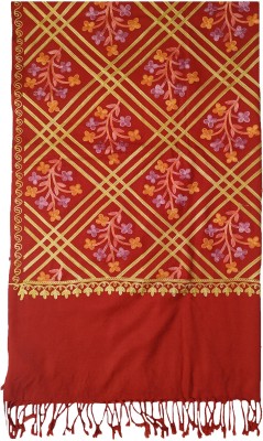 Soul Essence Wool Embroidered Women Shawl(Red)