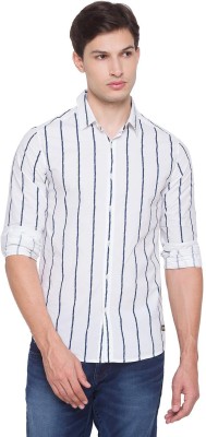 Spykar Men Striped Casual White Shirt