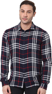 Celio Men Checkered Casual Dark Blue Shirt