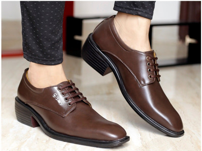 BXXY Men's Formal Latest Party Wear Derby Lace -Up Shoes Derby For Men(Brown , 9)