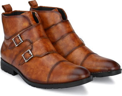 Vellinto Royal Look Monk Strap Shoes For Men Casual Shoes For Men Latest Party Wear Boots for Men Boots For Men Monk Strap For Men(Tan , 10)