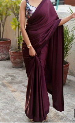 ZINLORIZ Solid/Plain Bollywood Satin Saree(Purple)