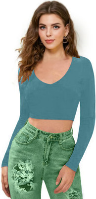 Dream Beauty Fashion Casual Full Sleeve Solid Women Light Blue Top