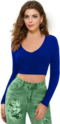 Maheshvi Casual Solid Women Blue Top