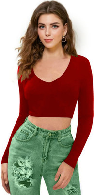 Maheshvi Casual Solid Women Red Top