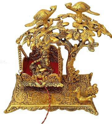Shri Krishna Metal Krishna Jhula Laddu Gopal jhula janmashtami decoration Decorative Showpiece  -  22 cm