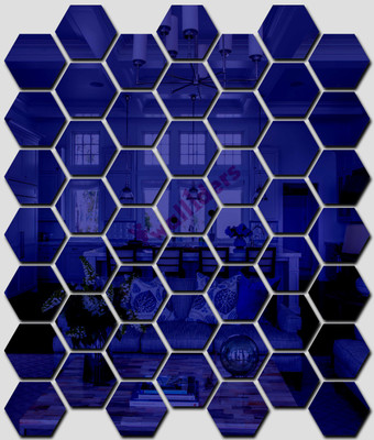 wall1ders 100 cm 49 Hexagon Blue with 10 Butterflies (Each Piece Size 10.5 cm x 12.1 cm) Hexagon mirror wall stickers, Mirror stickers for wall, wall mirror stickers for Home & Offices. Self Adhesive Sticker(Pack of 1)