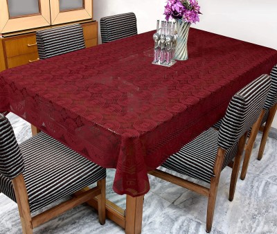 AP creation Self Design 4 Seater Table Cover(Maroon, Cotton)