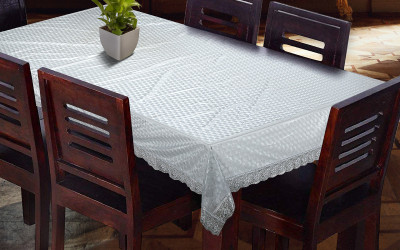 Casanest Self Design 12 Seater Table Cover(Silver, PVC)