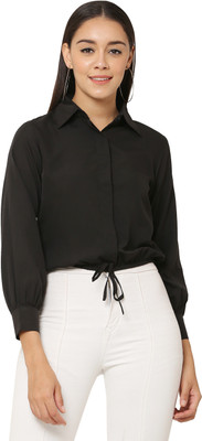 Muskan Enterprises Casual Solid Women Black Top