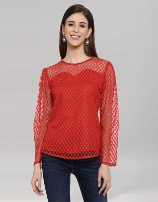 Selvia Casual Self Design Women Red Top