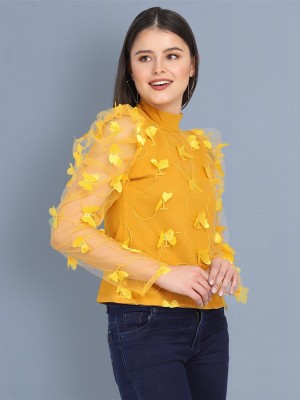 BuyNewTrend Party Solid Women Yellow Top