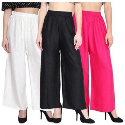 Deep Fashion Regular Fit Women Black, White, Pink Trousers