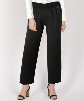 VAN HEUSEN Regular Fit Women Black Trousers