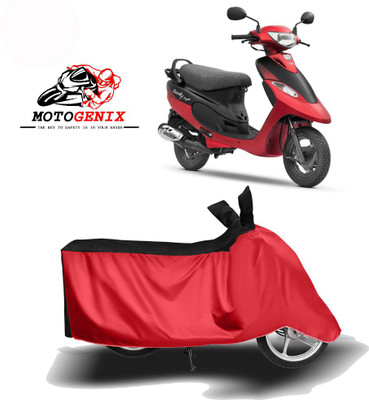 Amozkart Two Wheeler Cover for TVS(Scooty Pep+, Red, Black)