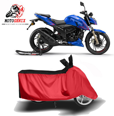 MOTOGENIX Two Wheeler Cover for TVS(Apache RTR 200 4V, Red, Black)