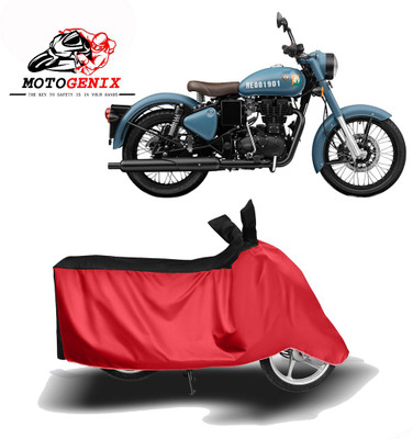 MOTOGENIX Two Wheeler Cover for Royal Enfield(Classic 350 Signals, Red, Black)