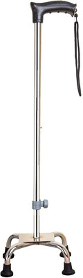 RUNMEX Surgical 4 Leg Chrome Height Adjustable Walking Stick