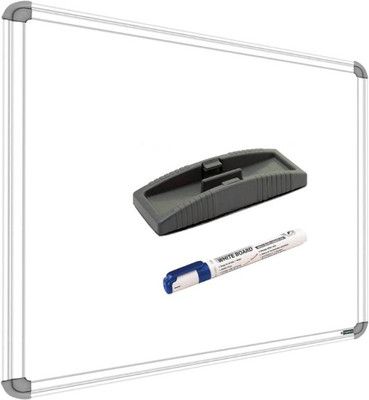 SRIRATNA Non Magnetic Non Magnetic Glossy 1.5 X 2 feet Glossy White Board, One Side White Board Marker and Reverse Side Green Chalk Board Surface Whiteboard with 1 Duster And 1 Marker, Whiteboards and Duster Combos(White, Green)