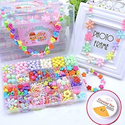 PINK&BLACK Beads for Kids Diy Kit For Jewellery Making,Children's Beads Making Kit Necklace