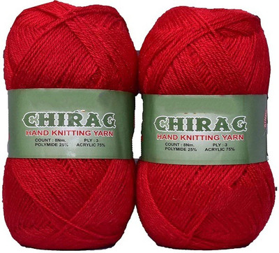 JEFFY Oswal Chirag Red (600 gm) Wool Ball Hand Knitting Wool/Art Craft Soft Fingering Crochet Hook Yarn, Needle Knitting Yarn Thread Shade no-25