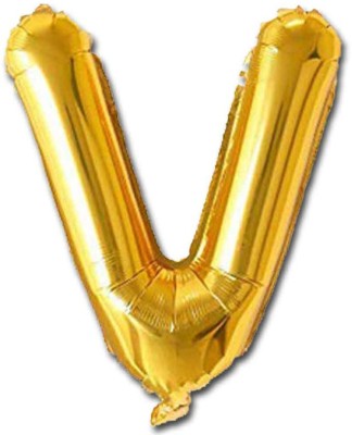 Shopperskart Solid V Letters-Alphabets Shaped Helium-Air-Gas-Foil Golden Letter Balloon(Gold, Pack of 1)