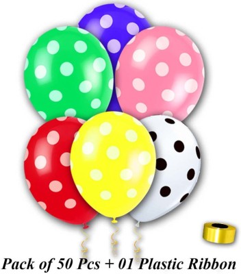 Shopperskart Printed Polka Balloons for birthday/Anniversary/party Decorations Balloon(Multicolor, Pack of 6)