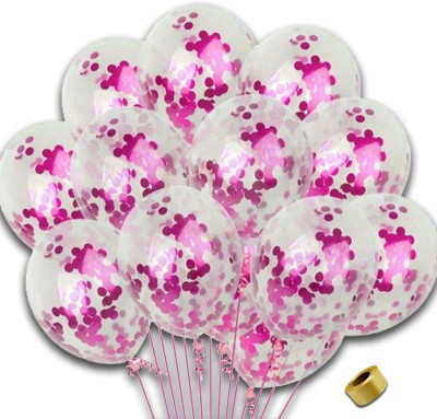 Shopperskart Solid Presents Confetti Balloons for Birthday/Anniversary/Party Decoration Balloon(Pink, White, Pack of 11)
