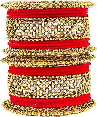 Anahat collection Metal, Fabric Gold-plated Bangle Set(Pack of 18)