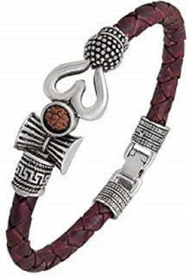 Vindhy Leather Silver Coated Bracelet