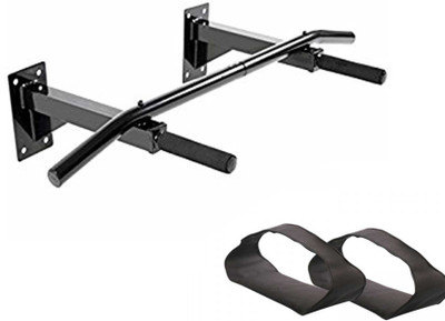 Protoner Wall Mounting Bar with Ab Straps Chin-up Bar(Black)
