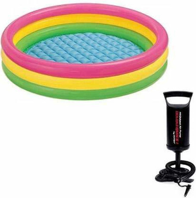 Trade Globe Combo 3 FT Inflatable Pool for Kids with AIr Pump - ( Water Capacity of 68 litres & 8Kg Weight of Child )(Multicolor)
