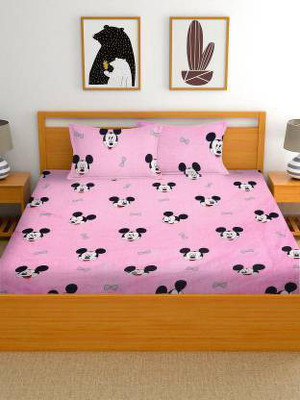 Manish Creation 200 TC Polycotton Double Cartoon Flat Bedsheet(Pack of 1, Pink)