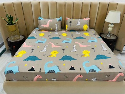 Being Handloom 140 TC Polycotton King Cartoon Fitted (Elastic) Bedsheet(Pack of 1, Multicolor)