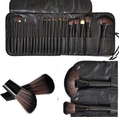 S.F.R Makeup Brush Set with PU Leather Case (blk)(Pack of 24)