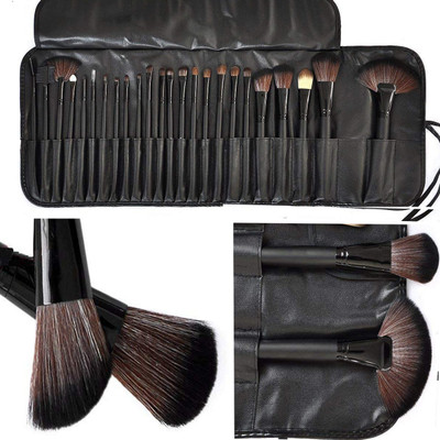S.F.R Makeup Brush Set with PU Leather Case (blk)(Pack of 24)
